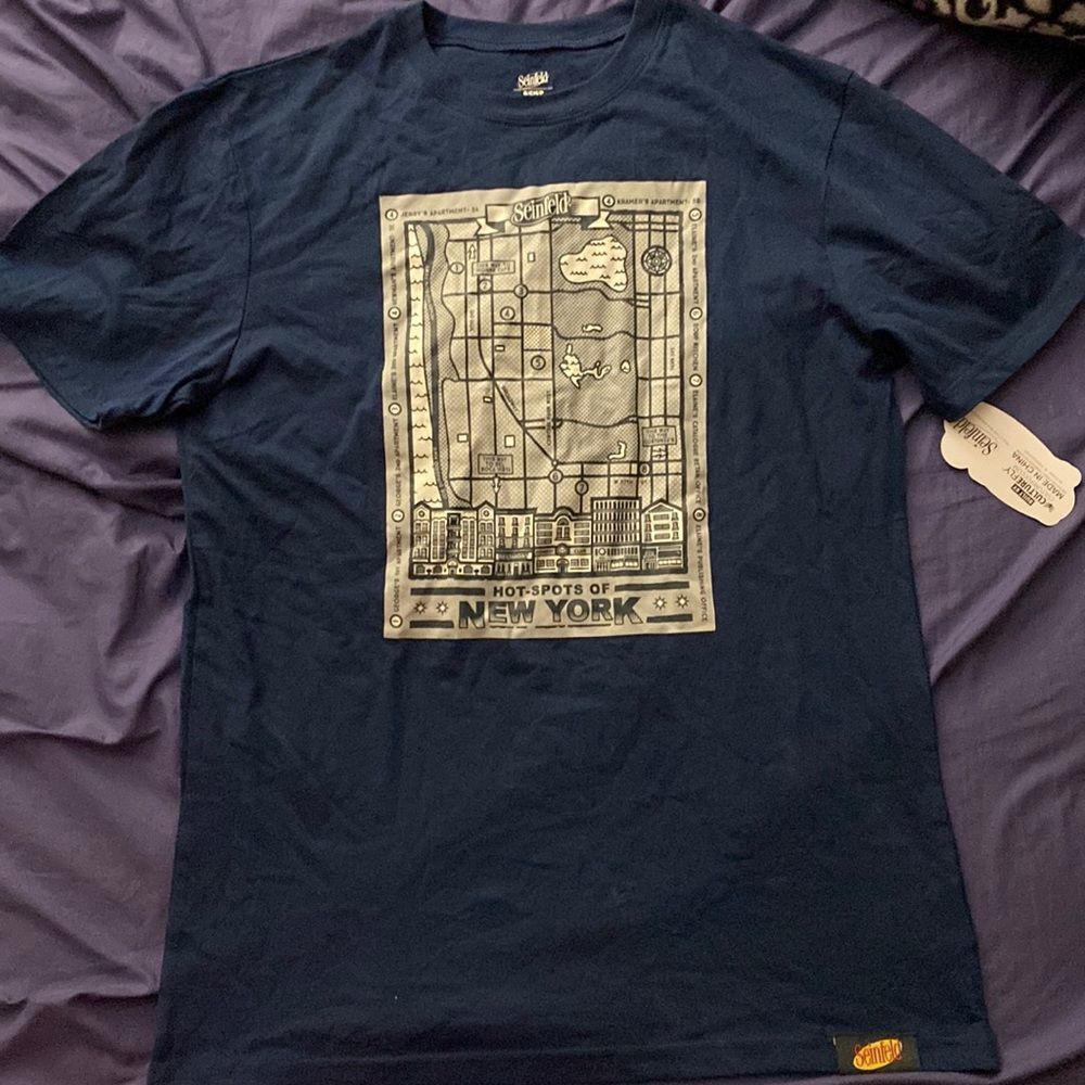 Culturefly RARE Subscription Box Blue Seinfeld "Hot Spots" T-Shirt NWT